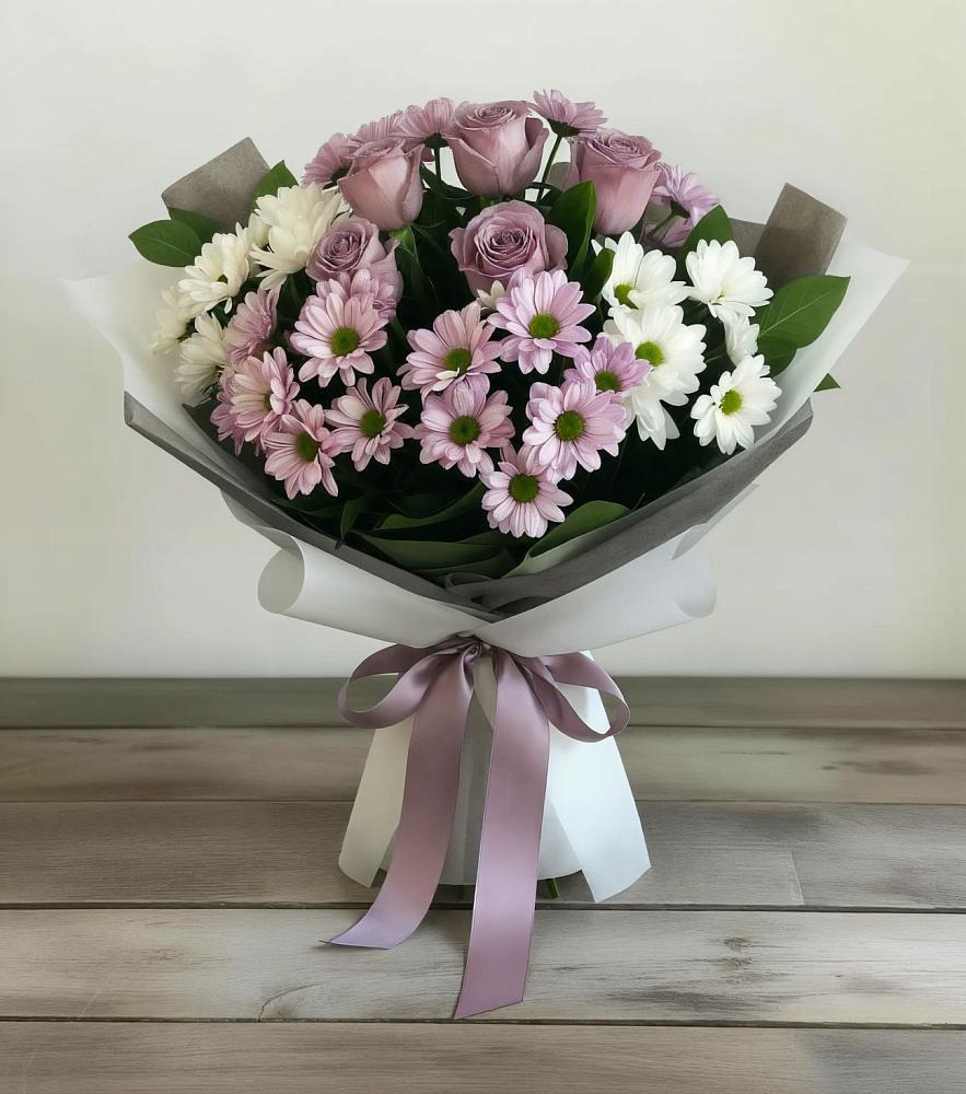 Букет цветов из: Хризантемы и Розы в Борисоглебском