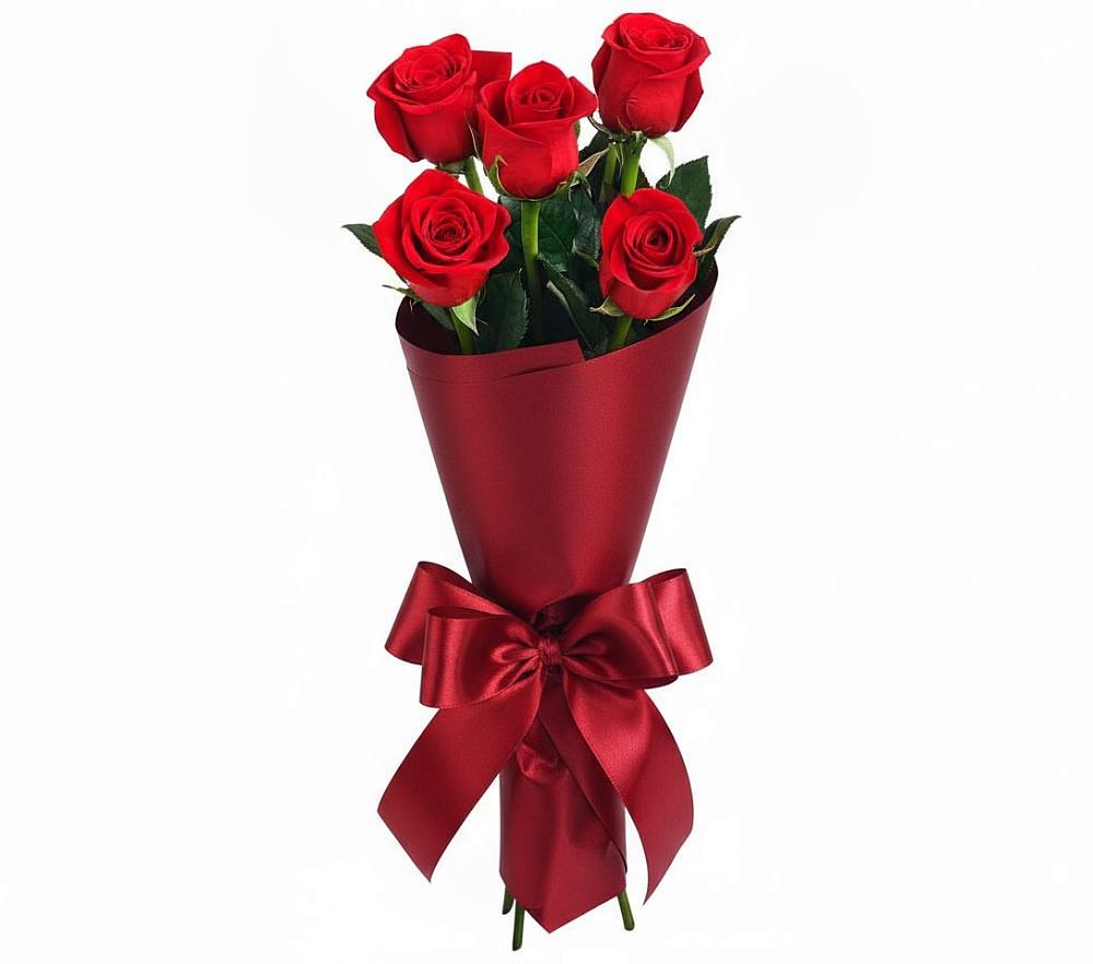 Букет 5 Красных роз Эдлесс Лав в Борисоглебском