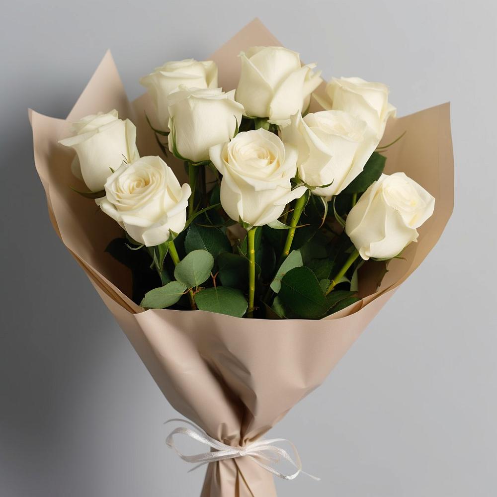 Букет 9 Белых роз Эдлесс Лав в Борисоглебском