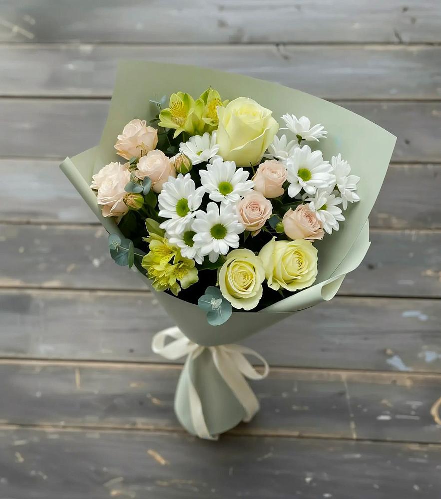 Букет цветов из: Альстромерии, Розы и Хризантемы в Борисоглебском