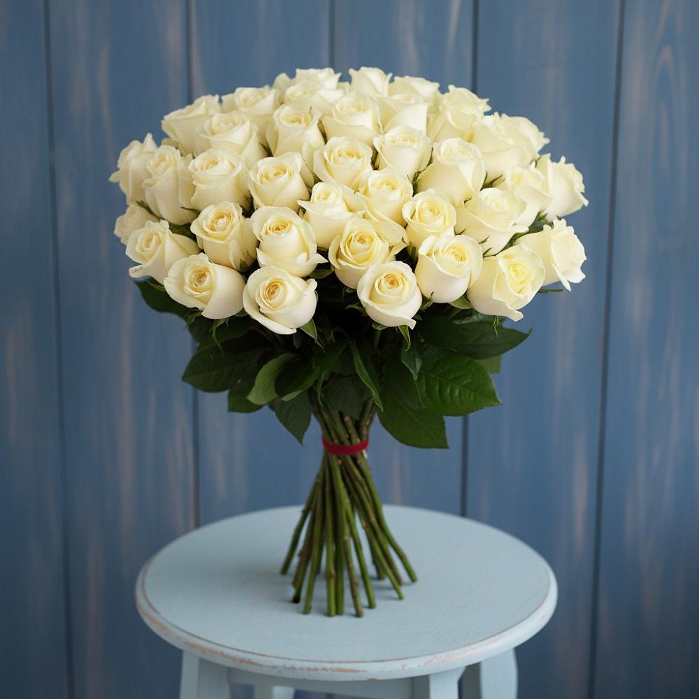 Букет 51 Белая роза Эдлесс Лав в Борисоглебском