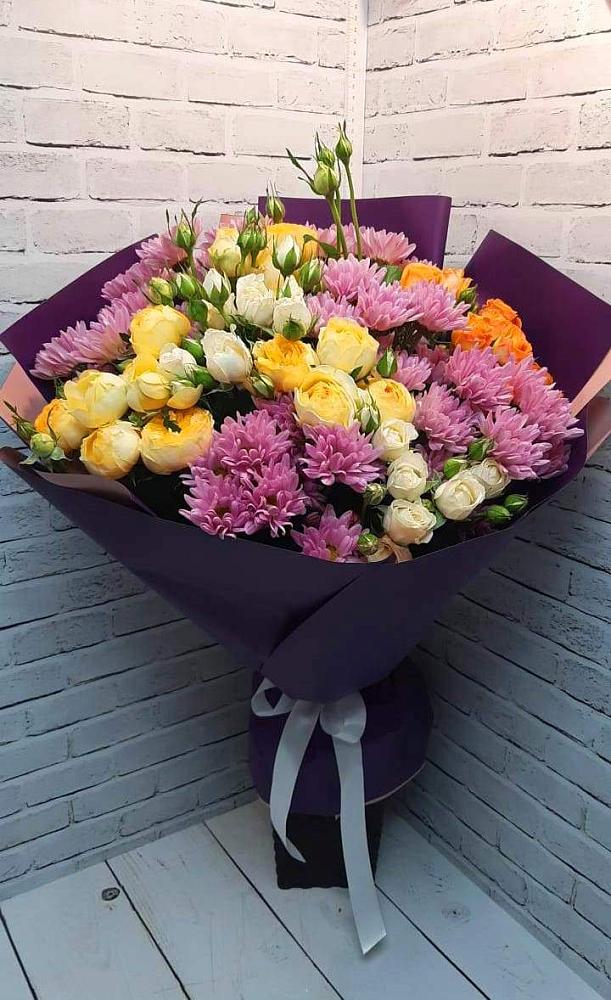 Букет цветов из: Хризантемы и Розы в Борисоглебском
