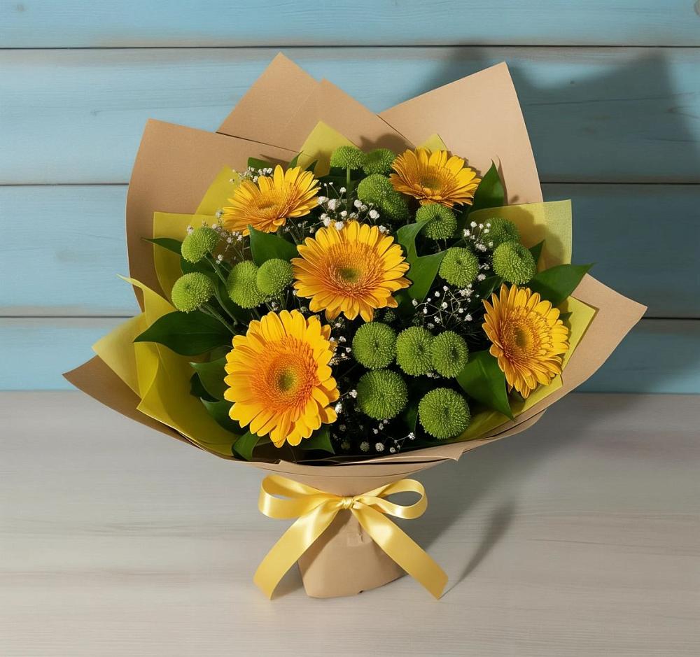 Букет цветов из: Герберы и Хризантемы в Борисоглебском