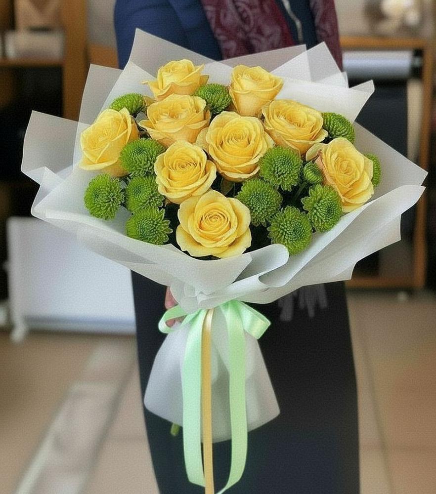 Букет цветов из: Хризантемы и Розы в Борисоглебском