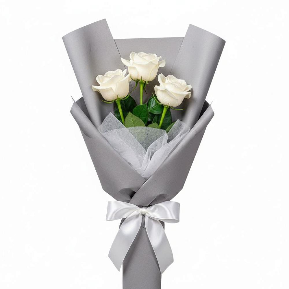 Букет 3 белые розы в Борисоглебском