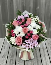 Букет цветов из:  Альстромерии, Гвоздики, Розы и Хризантемы в Борисоглебском