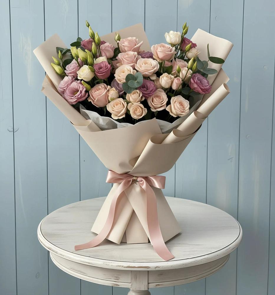 Букет цветов из: Розы и Лизиантусы в Борисоглебском