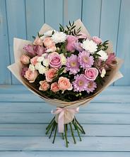 Букет цветов из:  Хризантемы, Розы и Альстромерии в Борисоглебском