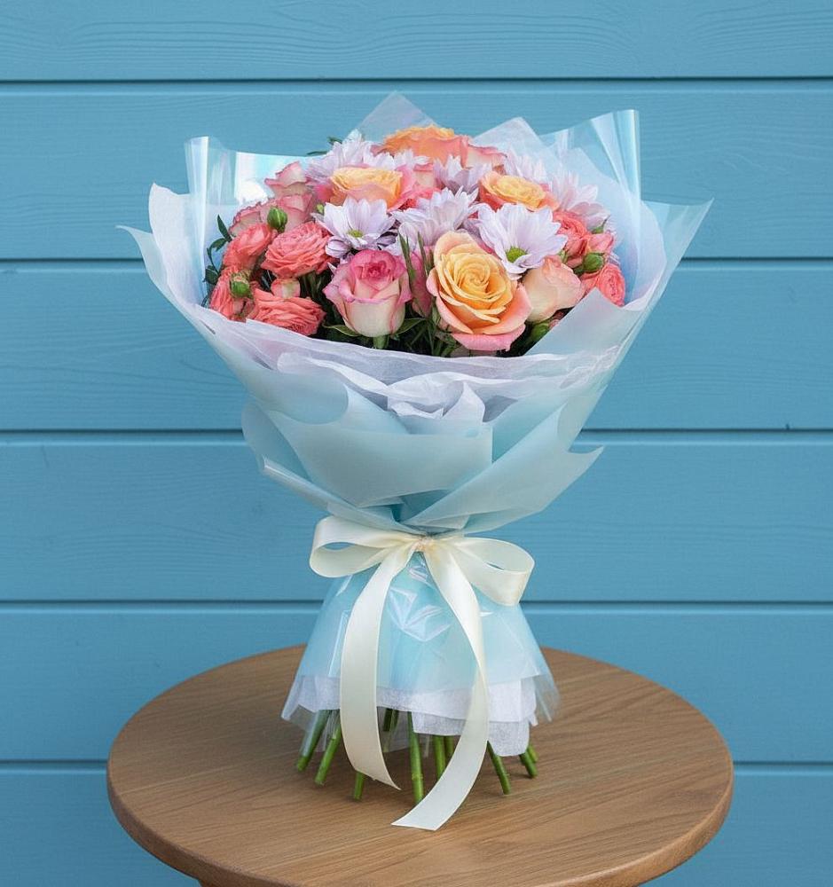 Букет цветов из: Хризантемы и Розы в Борисоглебском