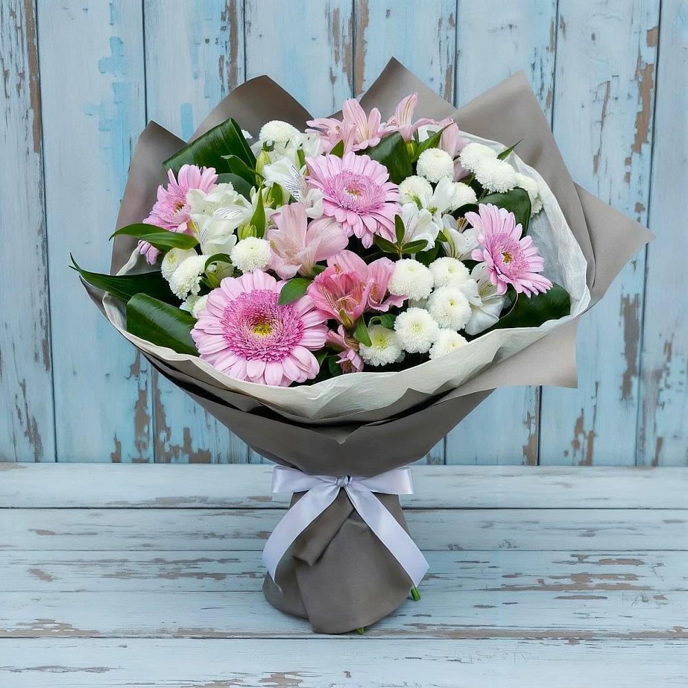 Букет цветов из: Герберы, Альстромерии и Хризантемы в Борисоглебском