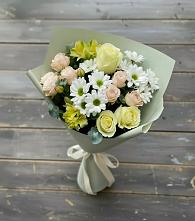 Букет цветов из:  Альстромерии, Розы и Хризантемы в Борисоглебском