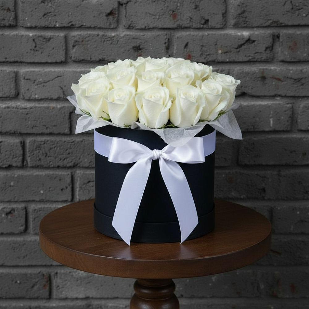 Цветочная композиция из Розы в шляпной коробке в Борисоглебском