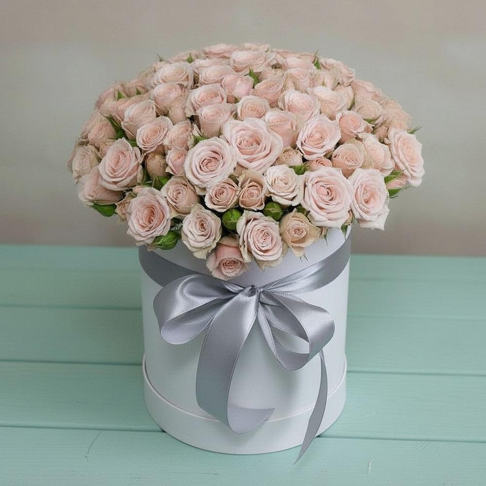 Цветочная композиция из Розы в шляпной коробке в Борисоглебском