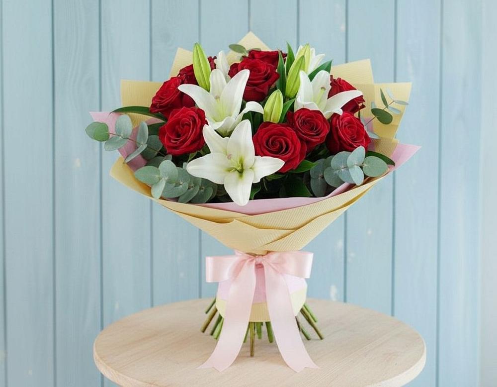 Букет цветов из: Лилии и Розы в Борисоглебском